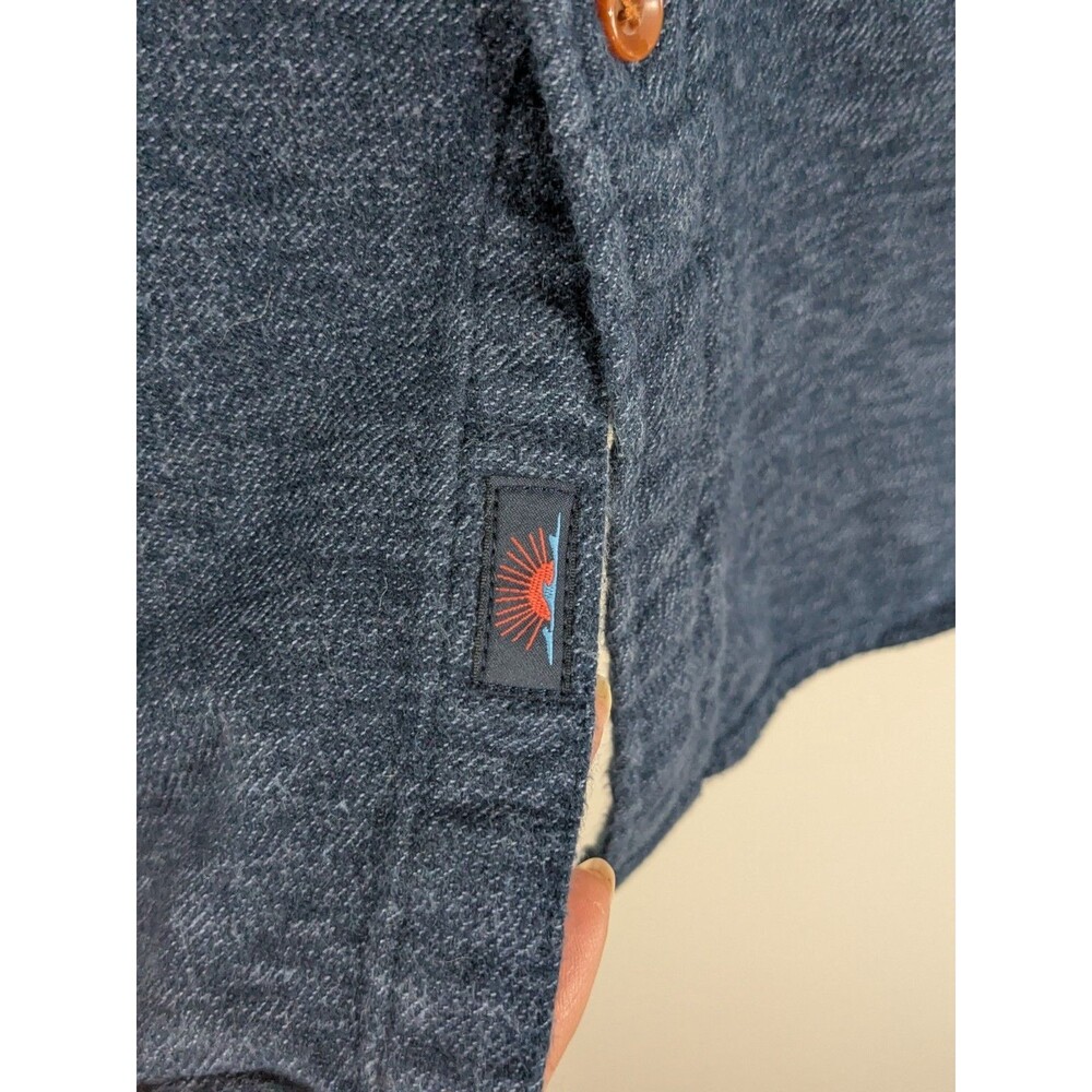 Faherty Shirt Mens Large Blue Brushed Alpine Knit Flannel Cotton Long Sleeve - Picture 7 of 10